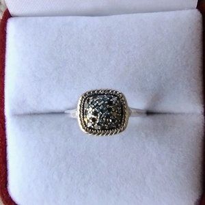Genuine Blue Pave Diamond Ring